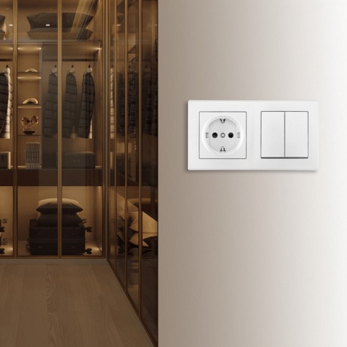 Блок с розеткой и выключателем Arte Milano SET06-2 SET06-2-30-2-40-1 white в Нижнем Новгороде фото 2