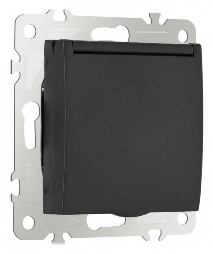 Розетка влагозащищенная с заземлением и со шторкой с крышкой Arte Milano am-206 206.41-1.black в Нижнем Новгороде фото 5