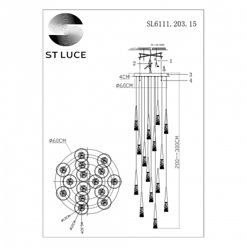 Подвесной светильник ST-Luce Sollen SL6111.203.15 в Куйбышеве фото 3