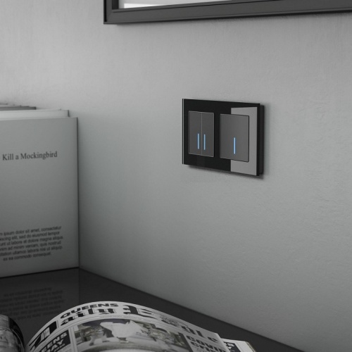 Выключатель двухклавишный с подсветкой без рамки Werkel черный W4520008 в Нижнем Новгороде фото 4