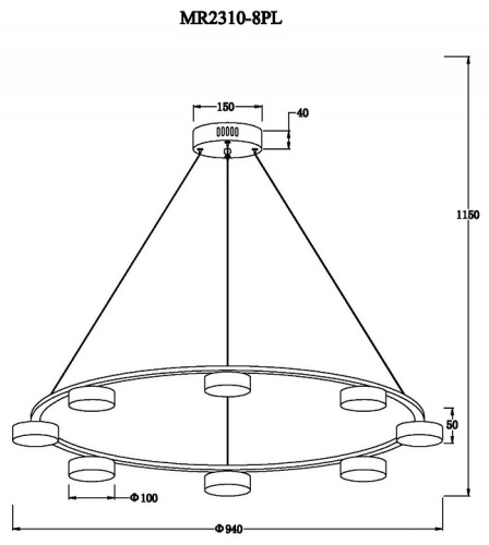 Подвесная люстра MyFar Milla MR2310-8PL в Нижнем Новгороде фото 6