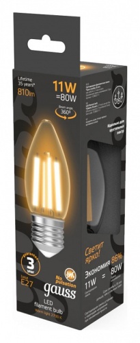 Лампа светодиодная Gauss Filament E27 11Вт 2700K 103802111 в Нижнем Новгороде фото 3