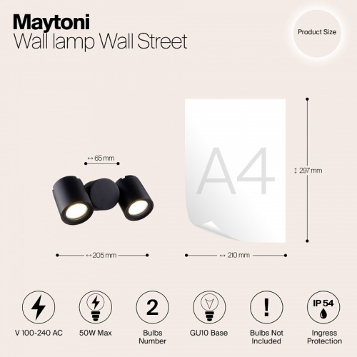 Бра Maytoni Wall Street O010WL-02B в Гаджиево фото 4