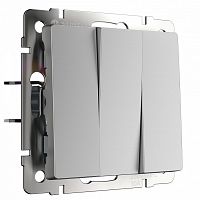 Выключатель трехклавишный без рамки Werkel серебряный матовый W1130065 в Нижнем Новгороде