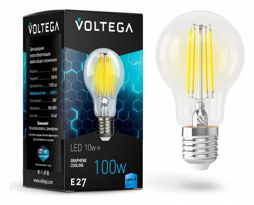 Лампа светодиодная Voltega Crystal E27 10Вт 4000K 7101 в Белово
