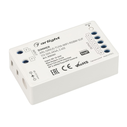 Диммер ARL-SIRIUS-TUYA-WIFI-RGBW-SUF (12-24V, 4x4A, 2.4G) (Arlight, IP20 Пластик, 3 года) в Ермолино