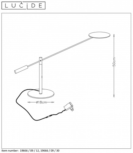 Настольная лампа офисная Lucide Anselmo 19666/09/12 в Нижнем Новгороде фото 2