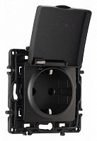 Розетка влагозащищенная с заземлением и со шторкой с крышкой Arte Milano am-217 217.41-1.black в Нижнем Новгороде