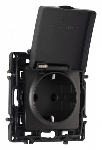Розетка влагозащищенная с заземлением и со шторкой с крышкой Arte Milano am-217 217.41-1.black в Нижнем Новгороде