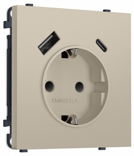 Розетка с заземлением и со шторкой и 2хUSB type A и C, без рамки Ambrella Volt MS MS350010 в Нижнем Новгороде