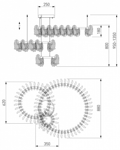 Подвесной светильник Bogate's Farfalla 90374/3 в Ермолино фото 2