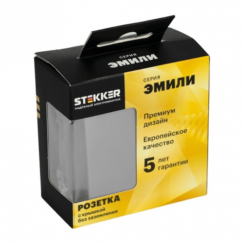 Розетка с заземлением и со шторкой, с крышкой Stekker Эмили 49956 в Нижнем Новгороде фото 7