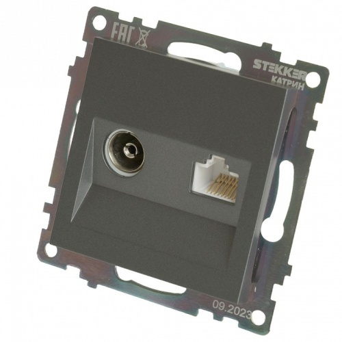 ТВ-розетка и розетка Ethernet RJ-45 без рамки Stekker Катрин 49417 в Нижнем Новгороде фото 3