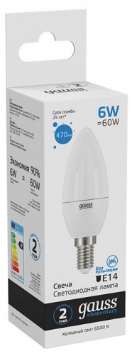 Лампа светодиодная Gauss 331 E14 6Вт 6500K 33136 в Нижнем Новгороде фото 4