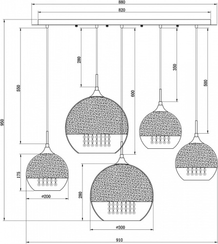 Подвесной светильник Maytoni Fermi P140-PL-170-5-G в Нижнем Новгороде фото 4