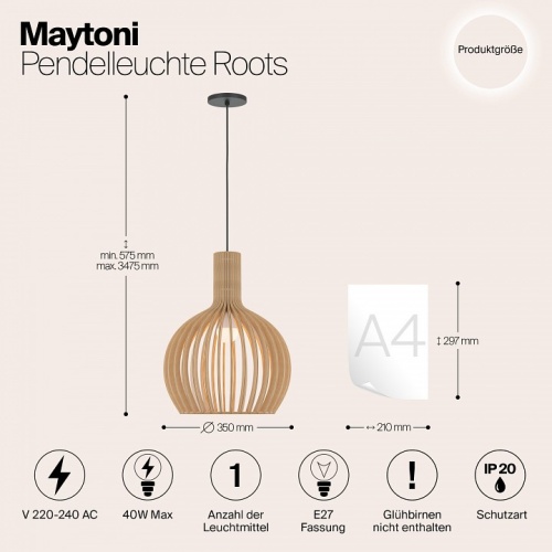 Подвесной светильник Maytoni Roots MOD194PL-01W в Нижнем Новгороде фото 4