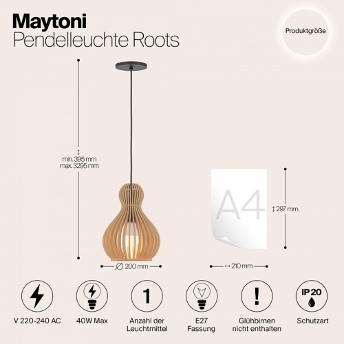 Подвесной светильник Maytoni Roots MOD192PL-01W в Ермолино фото 3