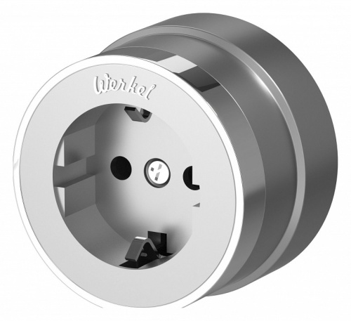 Розетка с заземлением Werkel Vintage (серебро матовый/хром) W5871054 в Нижнем Новгороде