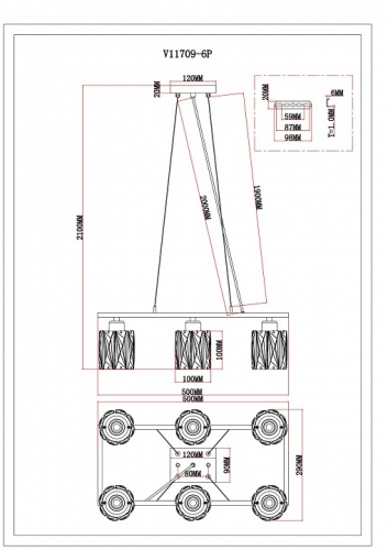 Подвесная люстра Moderli Prismique V11709-6P в Нижнем Новгороде фото 4