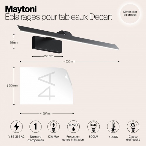 Подсветка для зеркала Maytoni Decart MIR010WL-L12B4K в Дзержинске фото 6