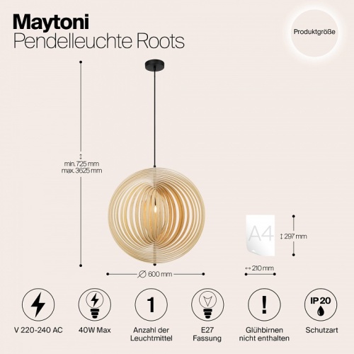 Подвесной светильник Maytoni Roots MOD197PL-01W2 в Сычевке фото 3