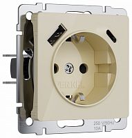 Розетка с заземлением и со шторками и 2хUSB, без рамки Werkel айвори акрил W1171743 в Нижнем Новгороде