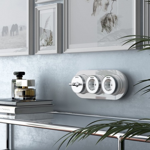 Розетка с заземлением Werkel Vintage (белый матовый/хром) W5871050 в Нижнем Новгороде фото 4