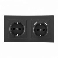 Розетка с заземлением и со шторкой и 2хUSB Arte Milano SET06-2 SET06-2-47-1-40-1 black в Нижнем Новгороде