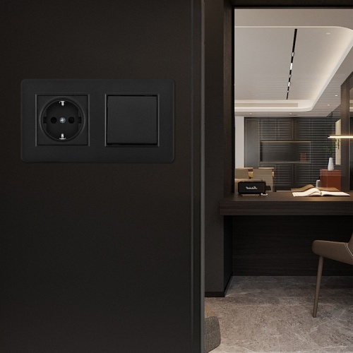 Блок с розеткой и выключателем Arte Milano SET16-2 SET16-2-40-1-30-1 black в Нижнем Новгороде фото 2