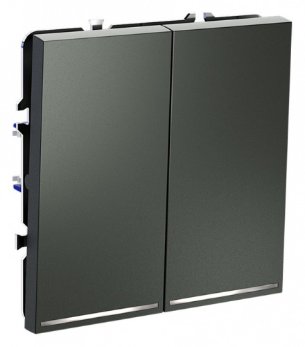 Выключатель проходной двухклавишный с подсветкой без рамки Voltum S70 VLS020406 в Нижнем Новгороде