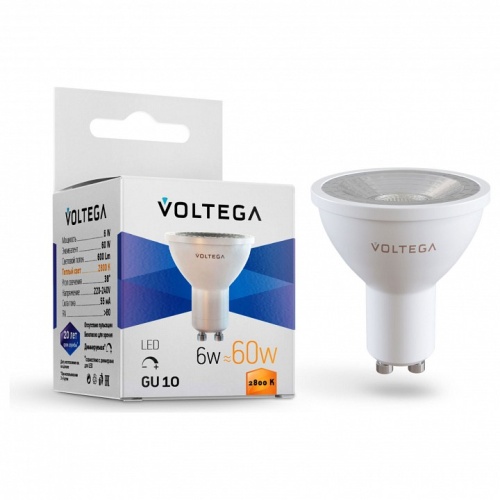 Лампа светодиодная Voltega Simple GU10 6Вт 2800K 7108 в Краснокамске фото 3