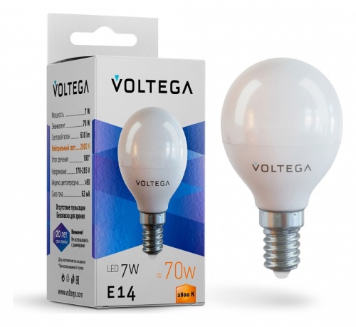 Лампа светодиодная Voltega Simple E14 7Вт 2800K VG2-G45E14warm7W в Новой Ляле