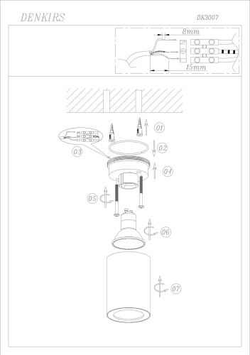 DK3007-WH Накладной светильник влагозащ., IP 44, 15 Вт, GU10, белый, алюминий в Кольчугино фото 4