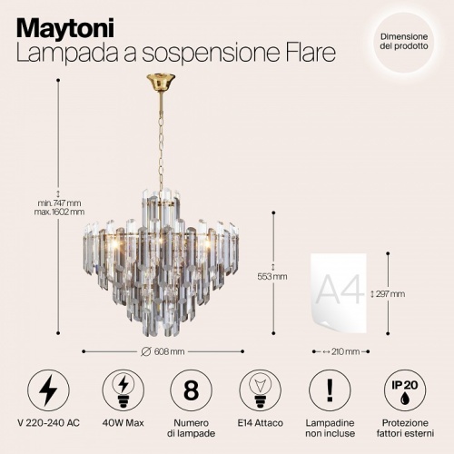 Подвесная люстра Maytoni Flare DIA200PL-08G в Бородино фото 5