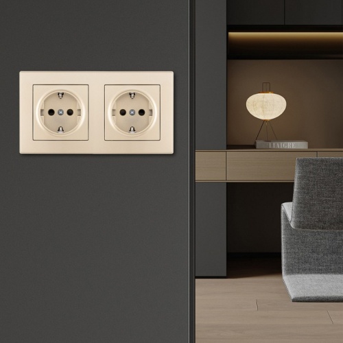 Розетка с заземлением и со шторкой Arte Milano SET06-2 SET06-2-40-1x2 shampan в Нижнем Новгороде фото 2