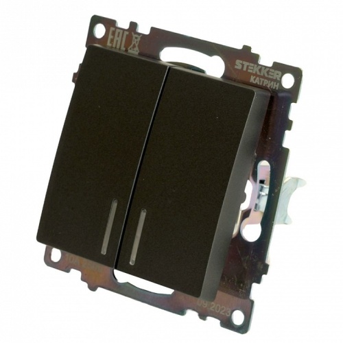 Выключатель двухклавишный с подсветкой без рамки Stekker Катрин 49409 в Нижнем Новгороде фото 3
