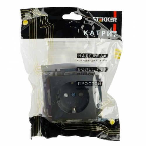 Розетка с заземлением и со шторкой, без рамки Stekker Катрин 49423 в Нижнем Новгороде фото 8