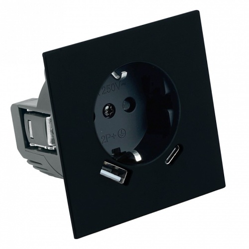 Розетка с заземлением и со шторкой и 2хUSB type A и C, без рамки Stekker Мия 50452 в Нижнем Новгороде фото 4