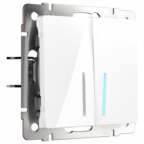 Выключатель двухклавишный с подсветкой без рамки Werkel белый W1120101 в Нижнем Новгороде