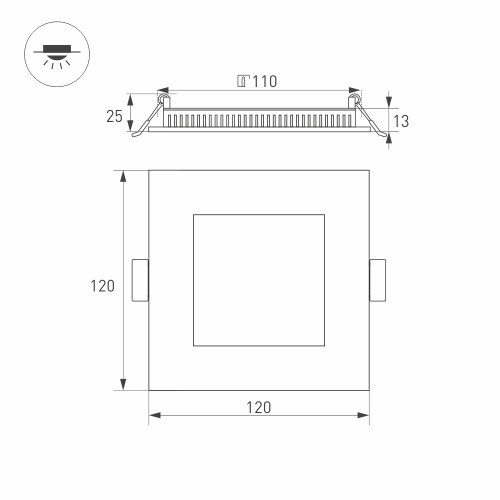 Светильник DL-120x120M-9W White (Arlight, IP40 Металл, 3 года) в Боре фото 4