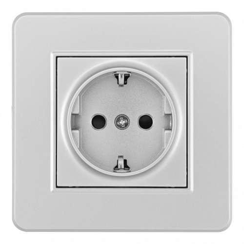 Розетка с заземлением и со шторкой Arte Milano SET16-1 SET16-1-40-1 silver в Нижнем Новгороде фото 3