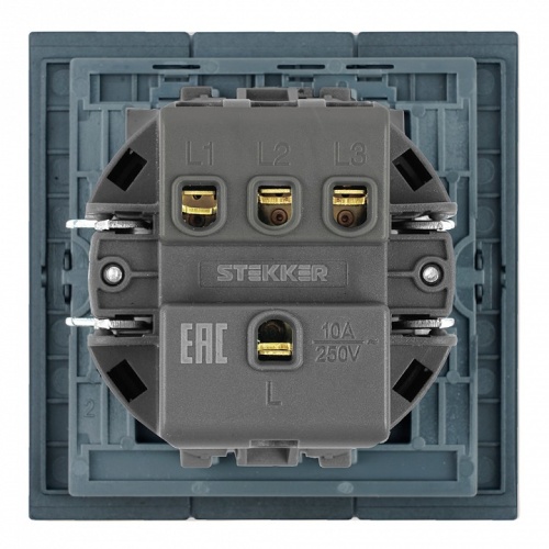Выключатель трехклавишный без рамки Stekker Мия 50444 в Нижнем Новгороде фото 5
