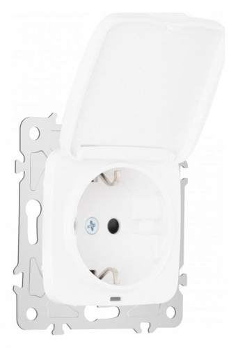 Розетка влагозащищенная с заземлением и со шторкой с крышкой Arte Milano am-205 205.41-1.white в Нижнем Новгороде