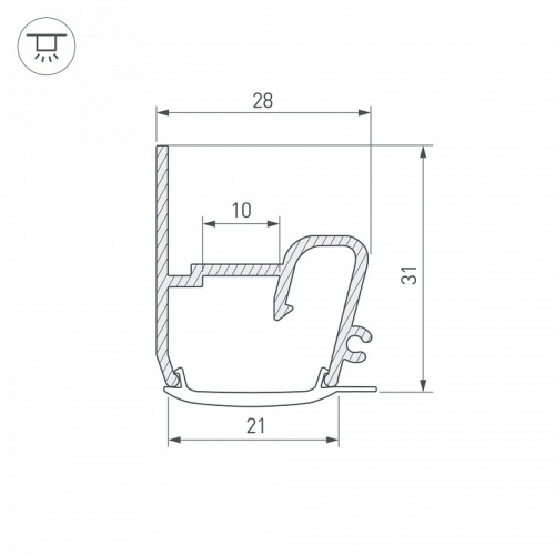 Профиль для контурной подсветки натяжного потолка Arlight STRETCH 040701 в Нижнем Новгороде фото 2
