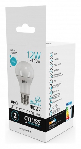 Лампа светодиодная Gauss  E27 12Вт 4100K 23222 в Нижнем Новгороде фото 4