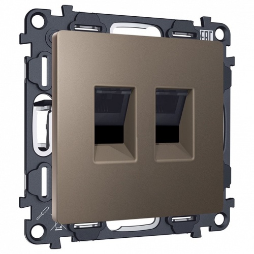 Розетка двойная Ethernet RJ-45 и со шторками, без рамки Ambrella Volt ALFA MA642110 в Нижнем Новгороде