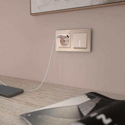 Выключатель проходной одноклавишный с подсветкой без рамки Werkel айвори акрил W1112143 в Нижнем Новгороде фото 3