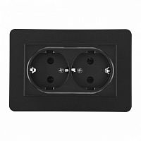 Розетка двойная с заземлением и со шторкой Arte Milano SET16-2 SET16-double-40-2 black в Нижнем Новгороде