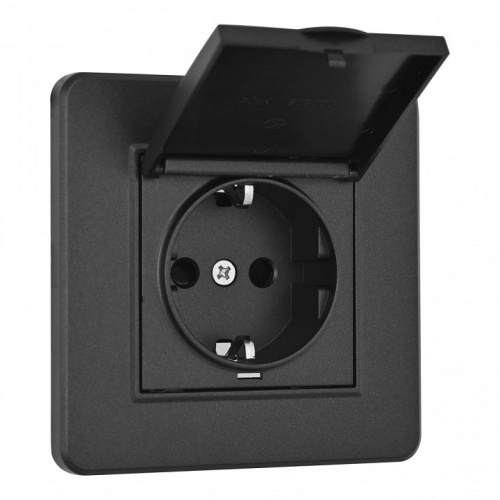 Розетка с заземлением и шторкой, с крышкой Arte Milano SET16-1 SET16-1-41-1 black в Нижнем Новгороде фото 4