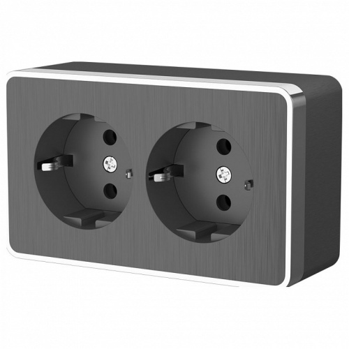 Розетка двойная с заземлением Werkel Gallant (графит рифленый) W5072104 в Нижнем Новгороде